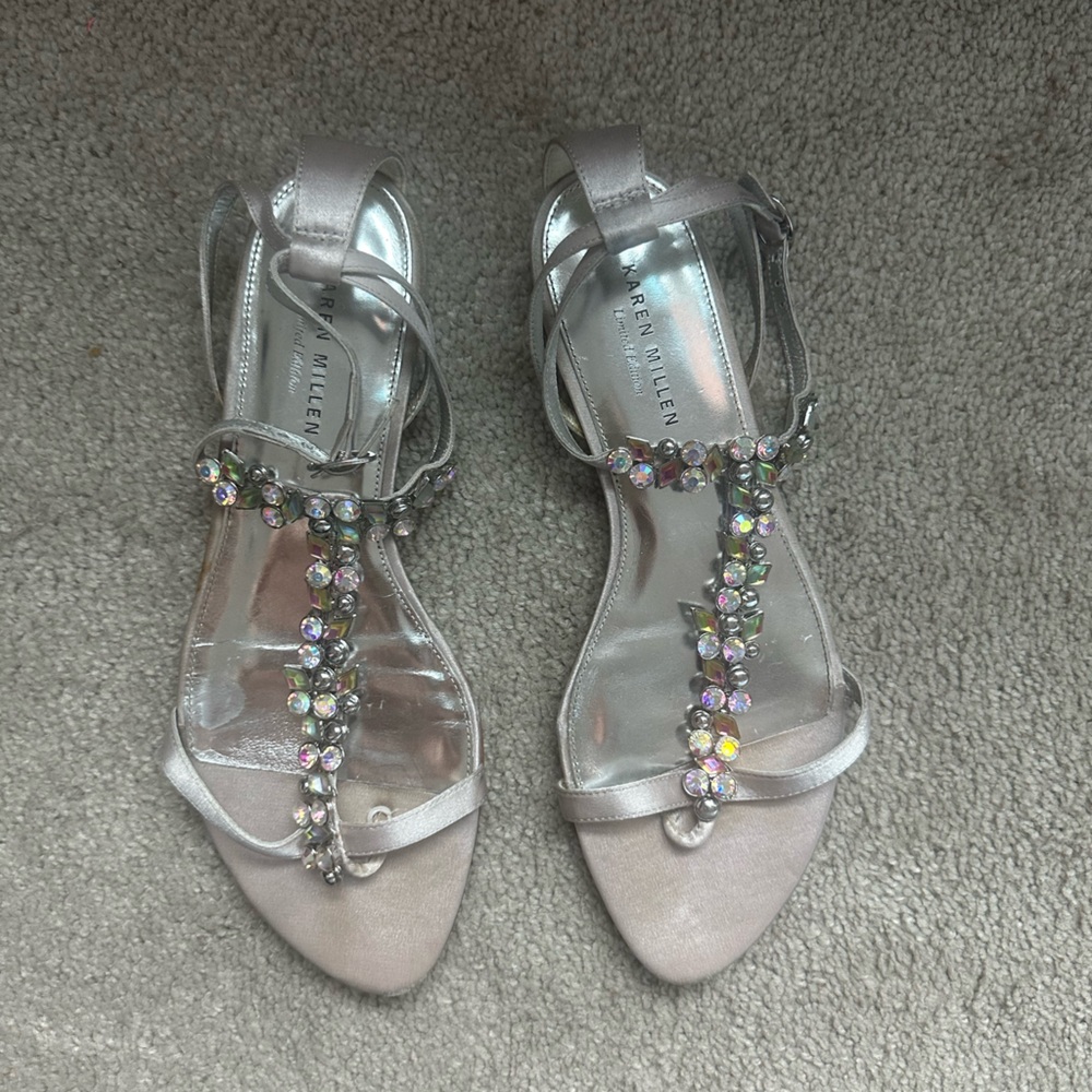 Karen Millen Limited Edition Silver Embellished Sandals